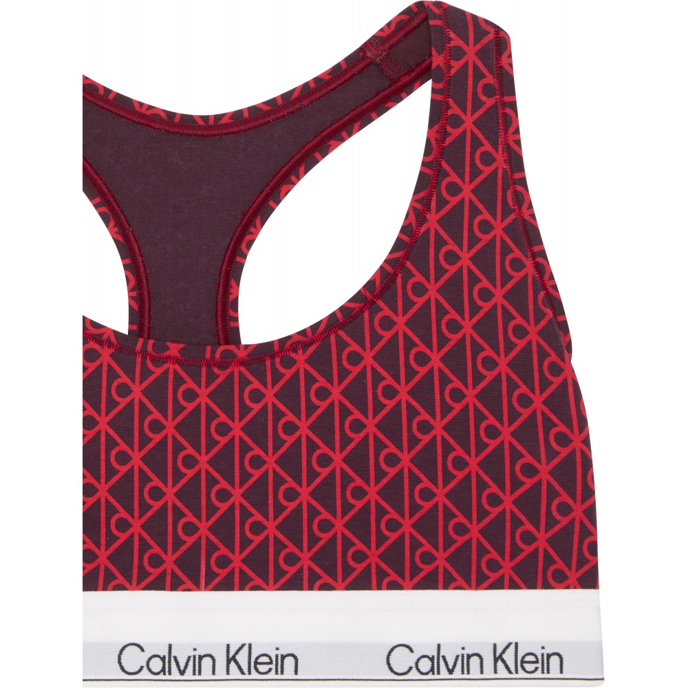 Calvin Klein LV00QF8493-ZIJ Unlined Bralette με logo και αθλητική πλάτη, DARK BERRY