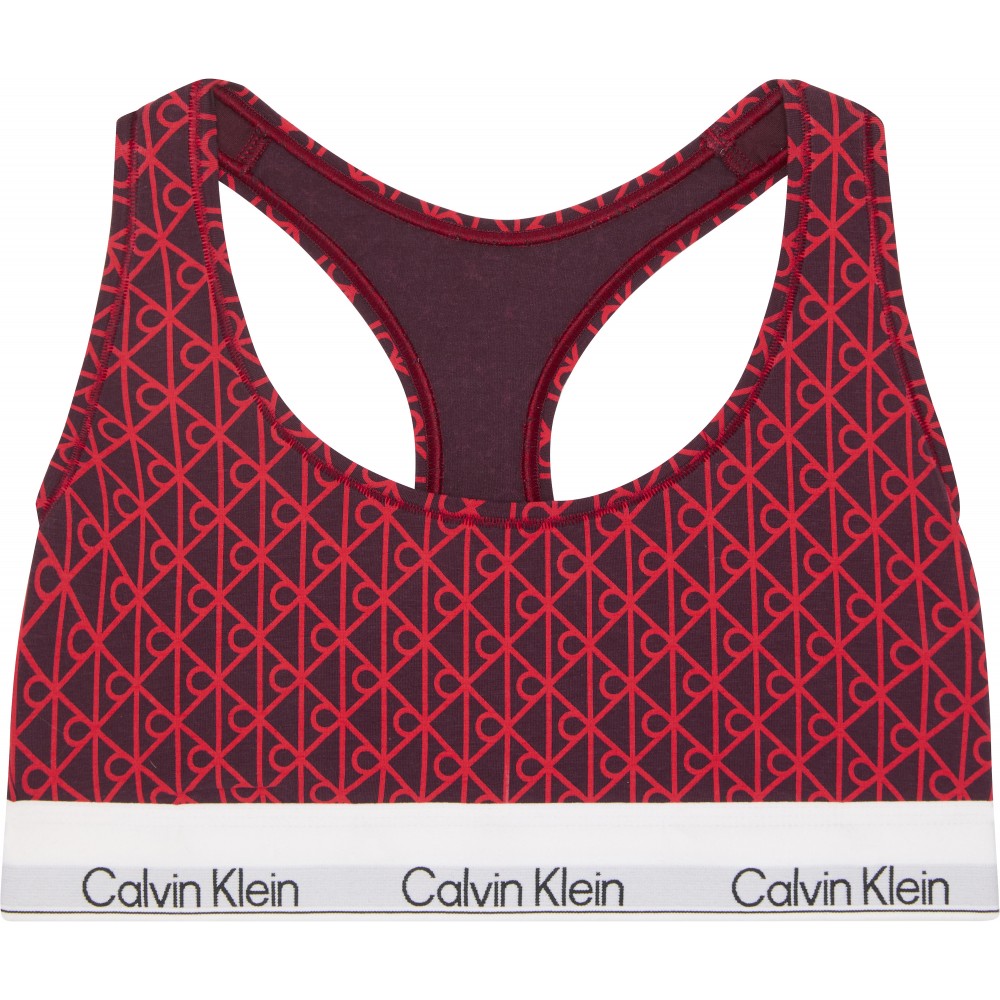 Calvin Klein LV00QF8493-ZIJ Unlined Bralette με logo και αθλητική πλάτη, DARK BERRY