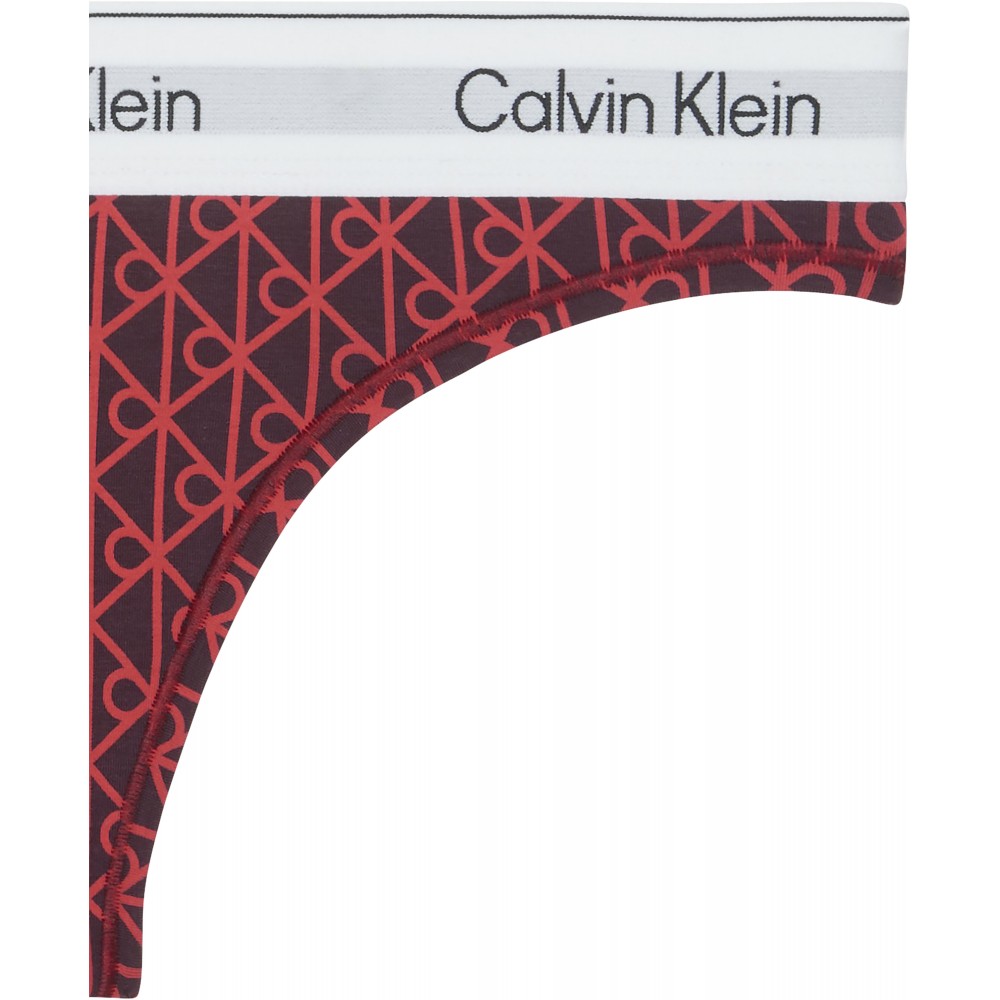 Calvin Klein Thong LV00QF8518-ZIJ,  Γυναικείο Κυλοτάκι Στρινγκ με logo, DARK BERRY