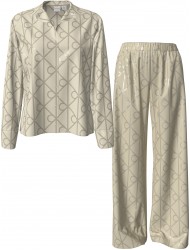 Calvin Klein LV00QS7574-2U5, Γυναικείo Σετ Πυτζάμα Σατέν με all over print, NUDE