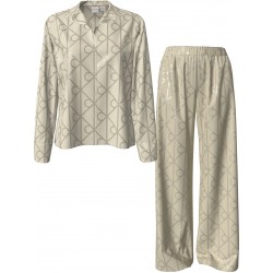 Calvin Klein LV00QS7574-2U5, Γυναικείo Σετ Πυτζάμα Σατέν με all over print, NUDE