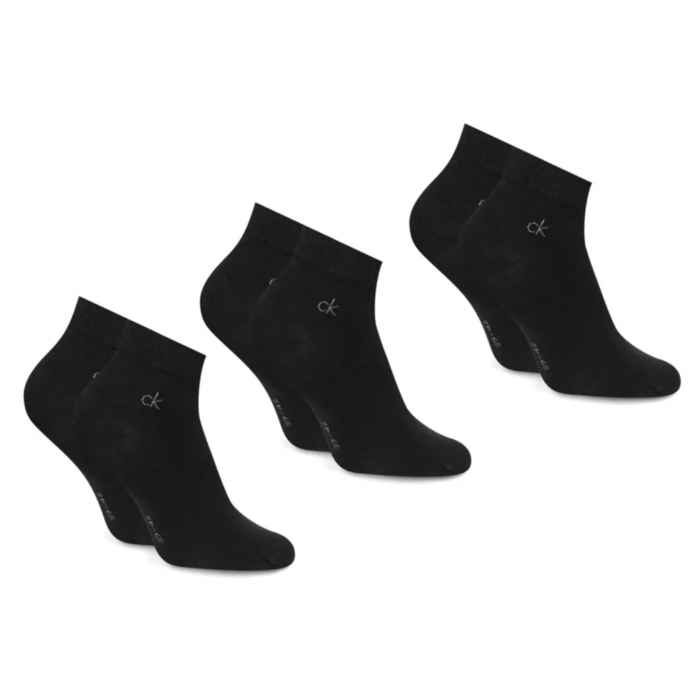 Calvin Klein 701234209-001, Ανδρικές Κάλτσες Ημίκοντες Set 3 ζευγάρια με logo, ΜΑΥΡΟ