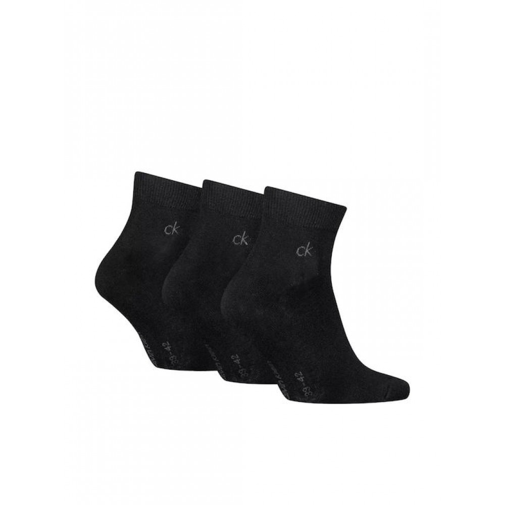 Calvin Klein 701234209-001, Ανδρικές Κάλτσες Ημίκοντες Set 3 ζευγάρια με logo, ΜΑΥΡΟ