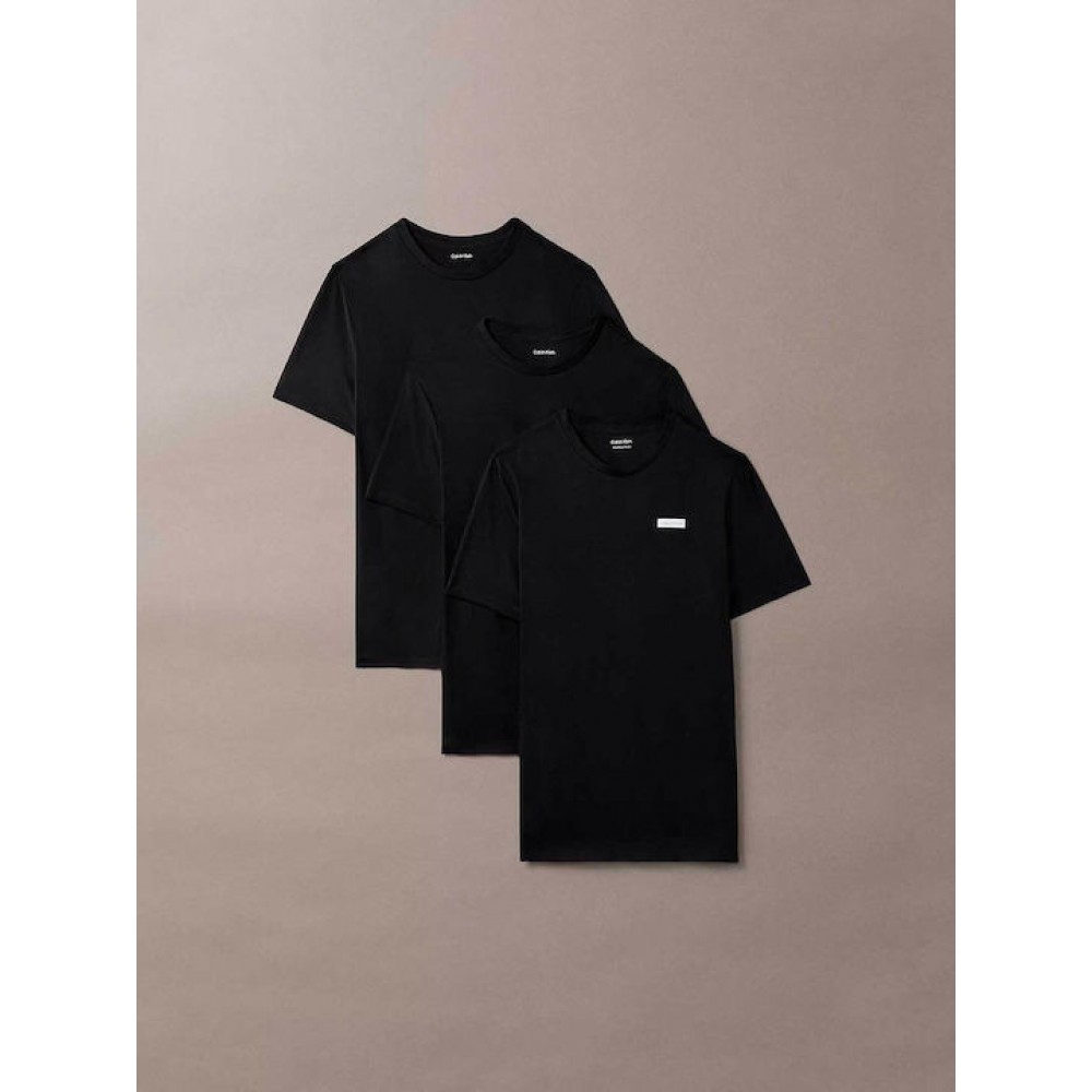 Calvin Klein LV00NB4733-UB1,  S/S Crew Neck 3pk, Ανδρικές Φανέλες Κοντό Μανίκι 3 τεμ.  ΜΑΥΡΟ