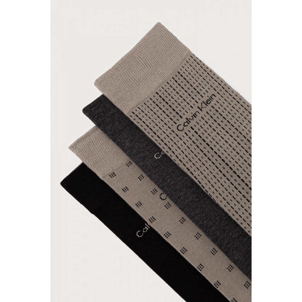 Calvin Klein 701241207-003, CK MEN SOCK 4pcs GIFTBOX AOP, Ανδρικές Κάλτσες 4 ζεύγη, ΠΟΥΡΟ-ΜΑΥΡΟ