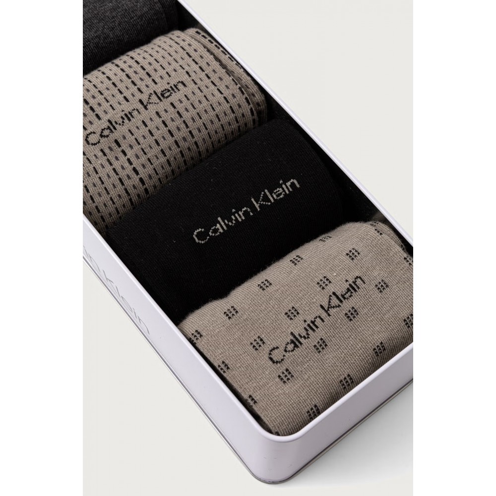 Calvin Klein 701241207-003, CK MEN SOCK 4pcs GIFTBOX AOP, Ανδρικές Κάλτσες 4 ζεύγη, ΠΟΥΡΟ-ΜΑΥΡΟ