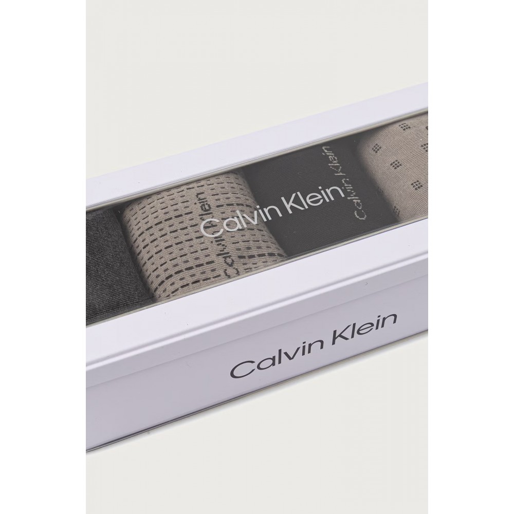 Calvin Klein 701241207-003, CK MEN SOCK 4pcs GIFTBOX AOP, Ανδρικές Κάλτσες 4 ζεύγη, ΠΟΥΡΟ-ΜΑΥΡΟ