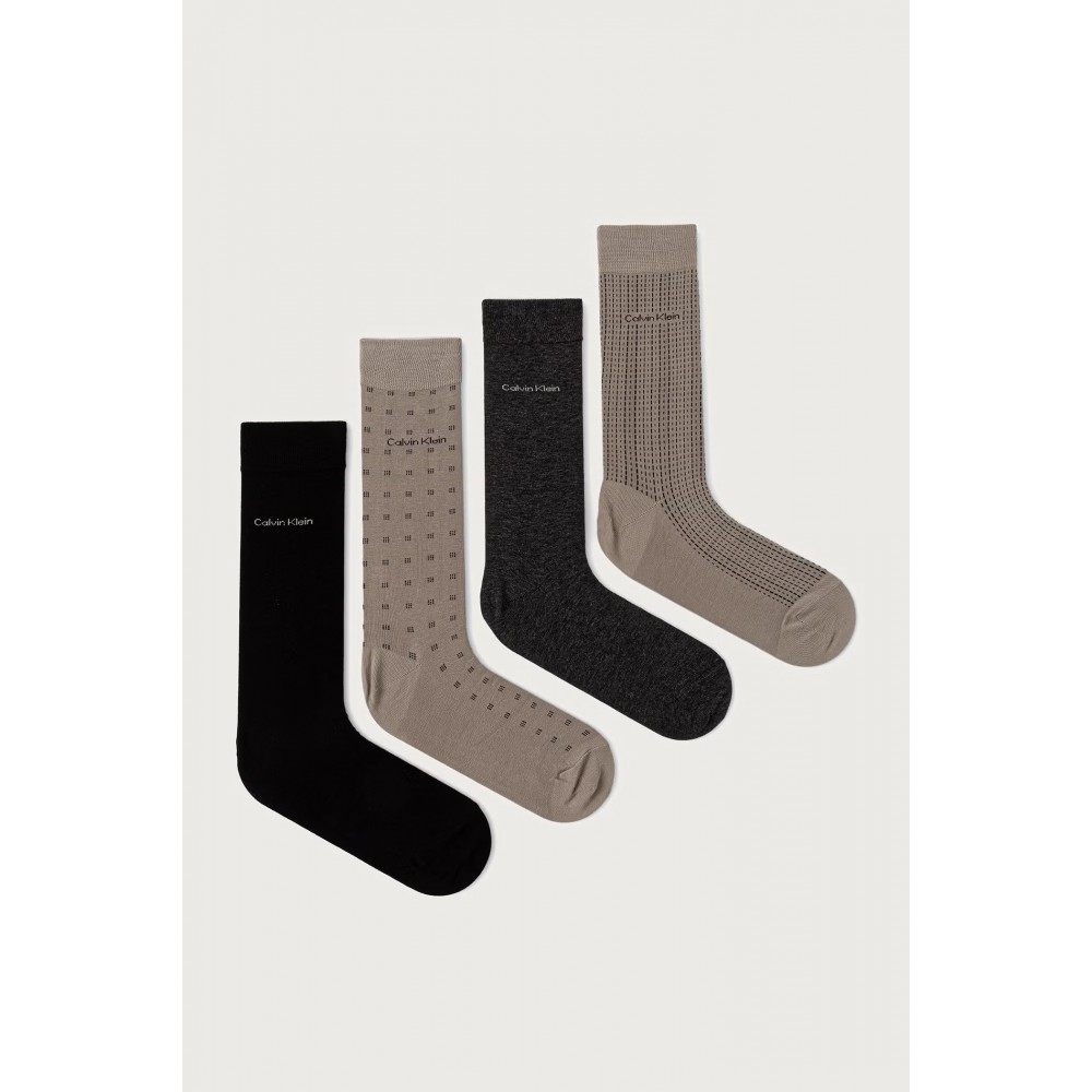 Calvin Klein 701241207-003, CK MEN SOCK 4pcs GIFTBOX AOP, Ανδρικές Κάλτσες 4 ζεύγη, ΠΟΥΡΟ-ΜΑΥΡΟ
