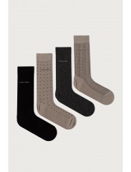 Calvin Klein 701241207-003, CK MEN SOCK 4pcs GIFTBOX AOP, Ανδρικές Κάλτσες 4 ζεύγη, ΠΟΥΡΟ-ΜΑΥΡΟ