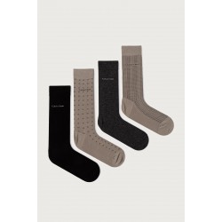 Calvin Klein 701241207-003, CK MEN SOCK 4pcs GIFTBOX AOP, Ανδρικές Κάλτσες 4 ζεύγη, ΠΟΥΡΟ-ΜΑΥΡΟ