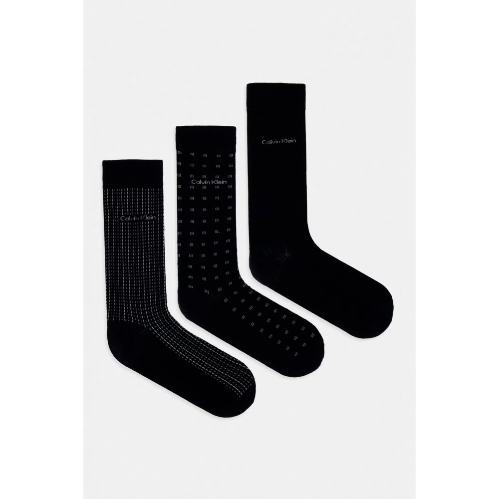 Calvin Klein 701241207-001, CK MEN SOCK 4pcs GIFTBOX AOP, Ανδρικές Κάλτσες 4 ζεύγη, ΜΑΥΡΟ