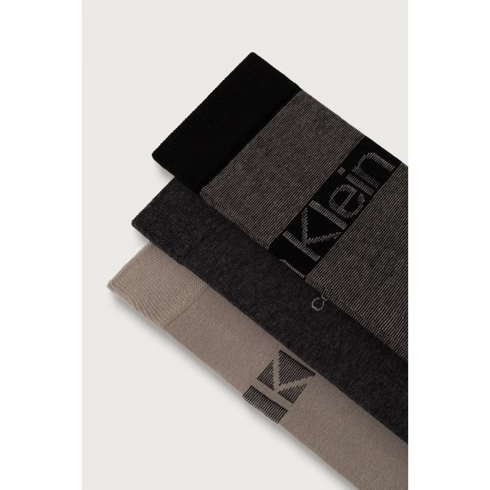 Calvin Klein 701241208-003,  CK MEN SOCK 3 pcs GIFTBOX  LOGO STRIPE, ΓΚΡΙ