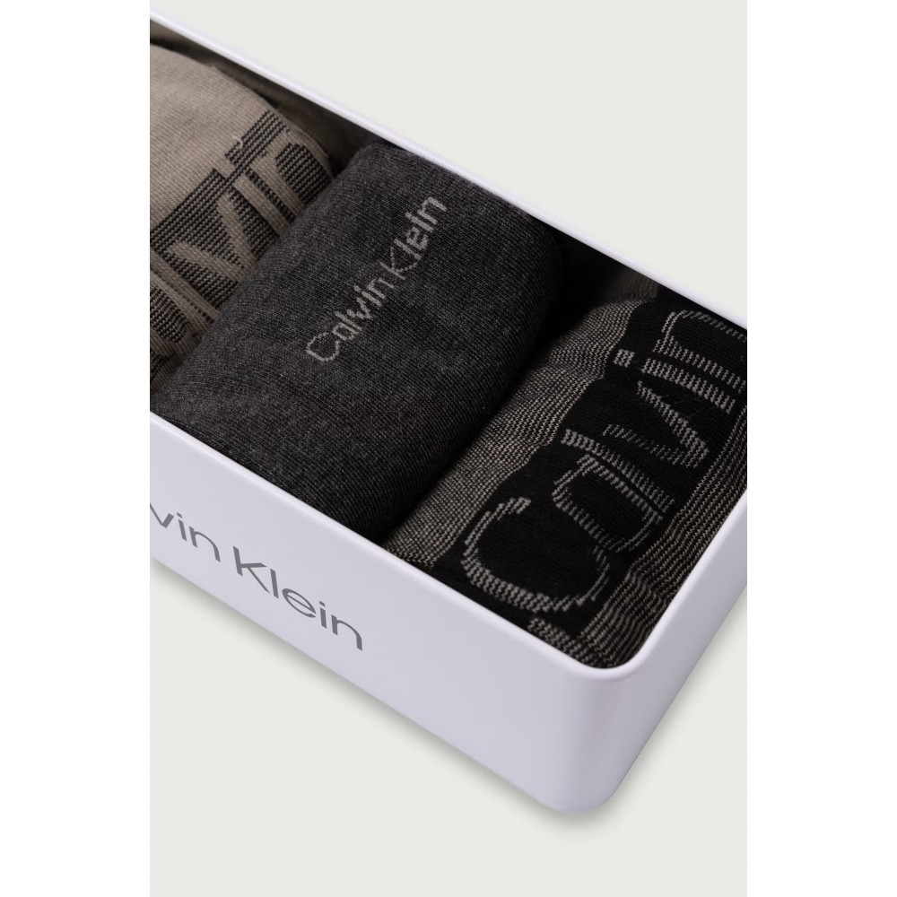 Calvin Klein 701241208-003,  CK MEN SOCK 3 pcs GIFTBOX  LOGO STRIPE, ΓΚΡΙ