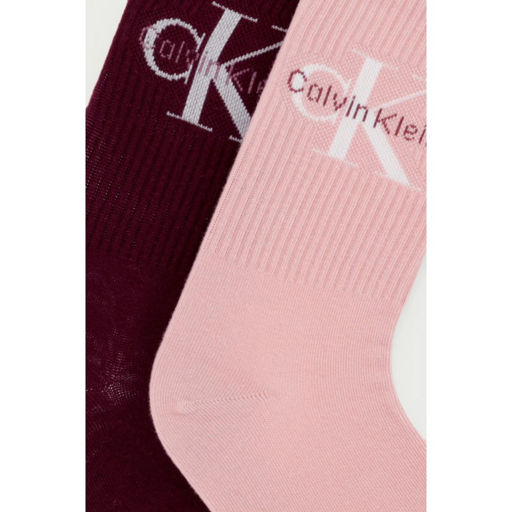 Calvin Klein Jeans 701241257-003, CK WOMEN SOCK 4pcs GIFT BOX MONOLOGO, ΜΠΟΡΝΤΟ-ΡΟΖ