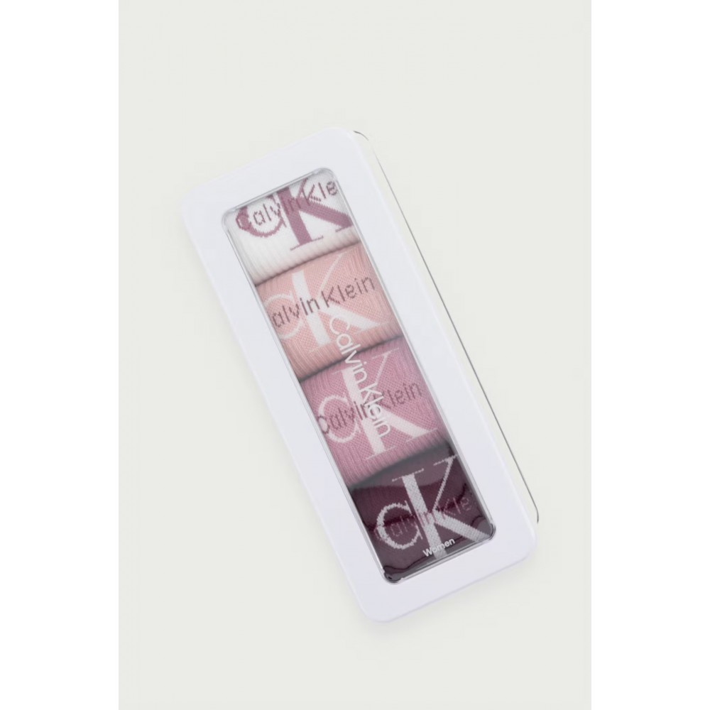 Calvin Klein Jeans 701241257-003, CK WOMEN SOCK 4pcs GIFT BOX MONOLOGO, ΜΠΟΡΝΤΟ-ΡΟΖ