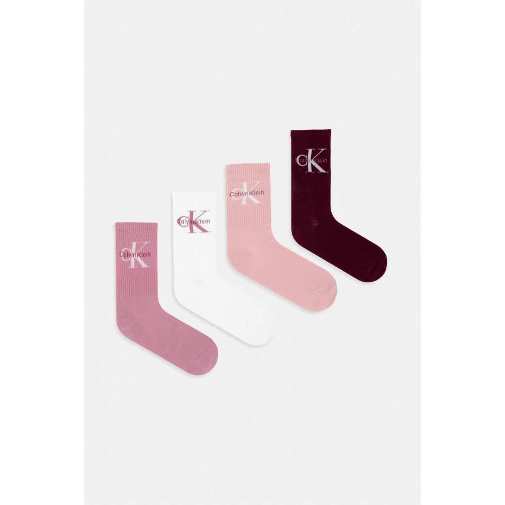 Calvin Klein Jeans 701241257-003, CK WOMEN SOCK 4pcs GIFT BOX MONOLOGO, ΜΠΟΡΝΤΟ-ΡΟΖ