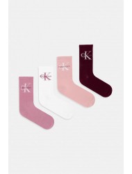 Calvin Klein Jeans 701241257-003, CK WOMEN SOCK 4pcs GIFT BOX MONOLOGO, ΜΠΟΡΝΤΟ-ΡΟΖ