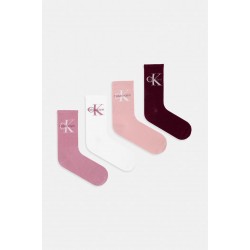 Calvin Klein Jeans 701241257-003, CK WOMEN SOCK 4pcs GIFT BOX MONOLOGO, ΜΠΟΡΝΤΟ-ΡΟΖ