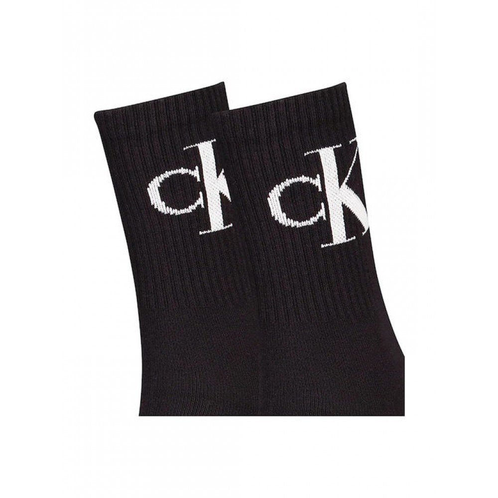 Calvin Klein 701228811-001, Γυναικείες Κάλτσες 2pack Monogram Αθλητικές Με Πετσέτα , ΜΑΥΡΟ