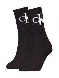Calvin Klein 701228811-001, Γυναικείες Κάλτσες 2pack Monogram Αθλητικές Με Πετσέτα , ΜΑΥΡΟ
