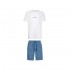 Calvin Klein S/S KNIT SHORT SET NM2177-1MU Ανδρικό Homewear ΑΣΠΡΟ-ΜΠΛΕ