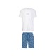 Calvin Klein S/S KNIT SHORT SET NM2177-1MU Ανδρικό Homewear ΑΣΠΡΟ-ΜΠΛΕ