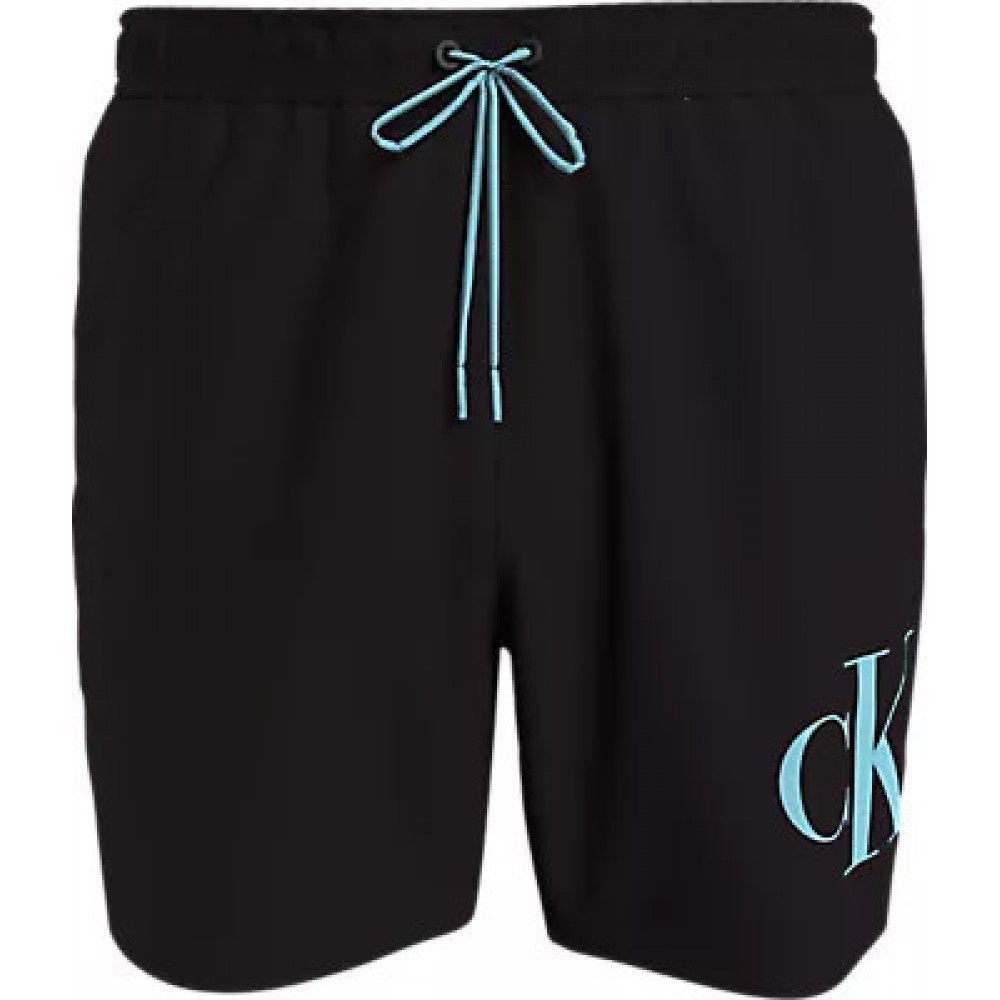 Calvin Klein Drawstring Swimwear Men KM0KM01003-BEH, Ανδρικό Μαγιό Calvin Klein Μεσαίου Μήκους, ΜΑΥΡΟ