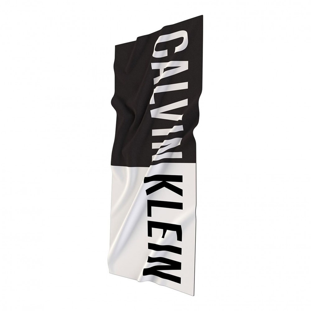 Πετσέτα θαλάσσης Calvin Klein KU0KU00122-BEH  Towel Block Unisex 170X90 cm,  ΜΑΥΡΟ-ΑΣΠΡΟ