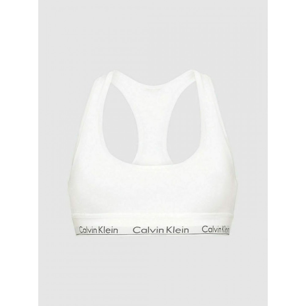 Calvin Klein Unlined Bralette 0000F3785E-100  με φαρδύ λάστιχο και αθλητική πλάτη ΑΣΠΡΟ