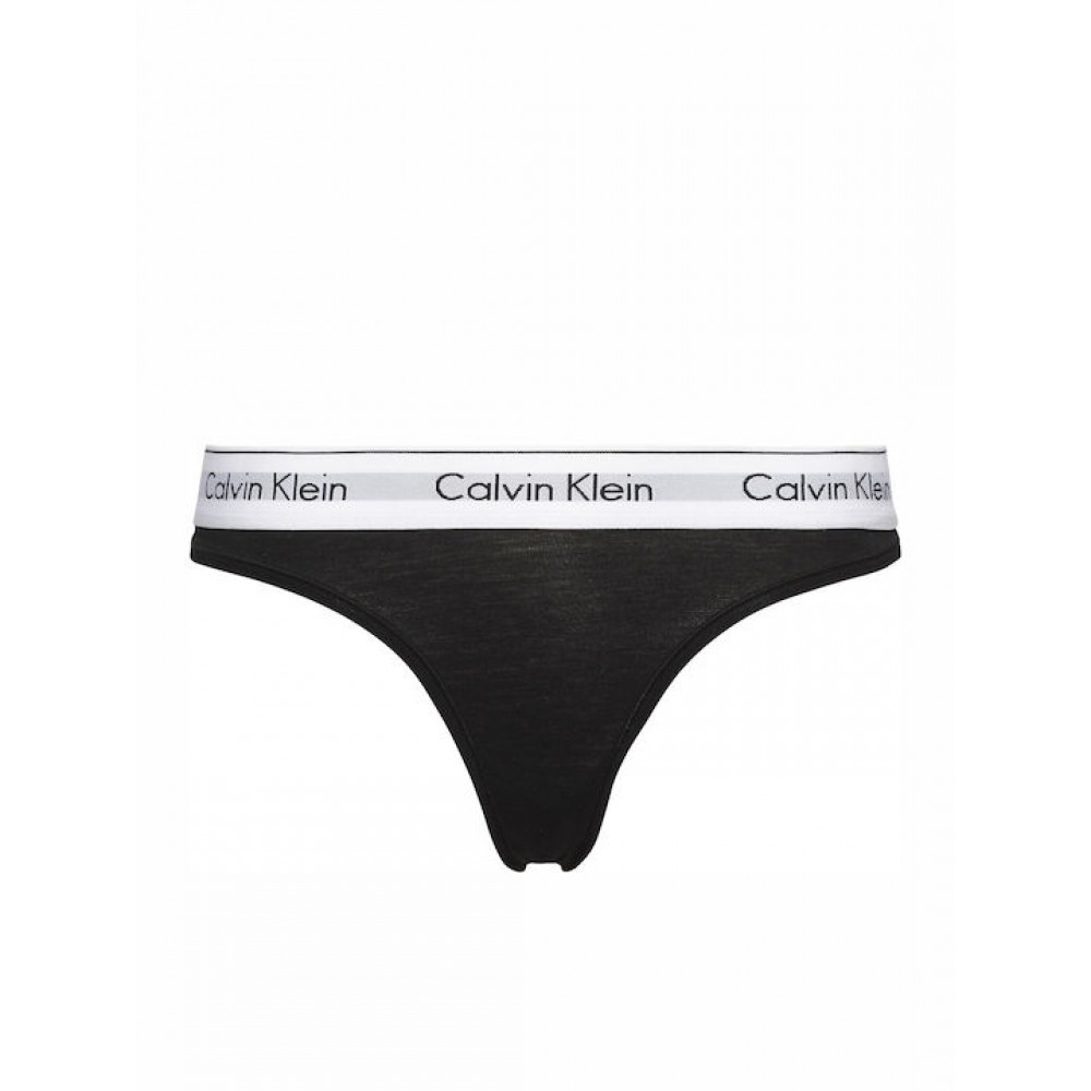 Calvin Klein Thong 000F3786E-001,  Γυναικείο Κυλοτάκι Στρινγκ με εξωτερικό λάστιχο, ΜΑΥΡΟ