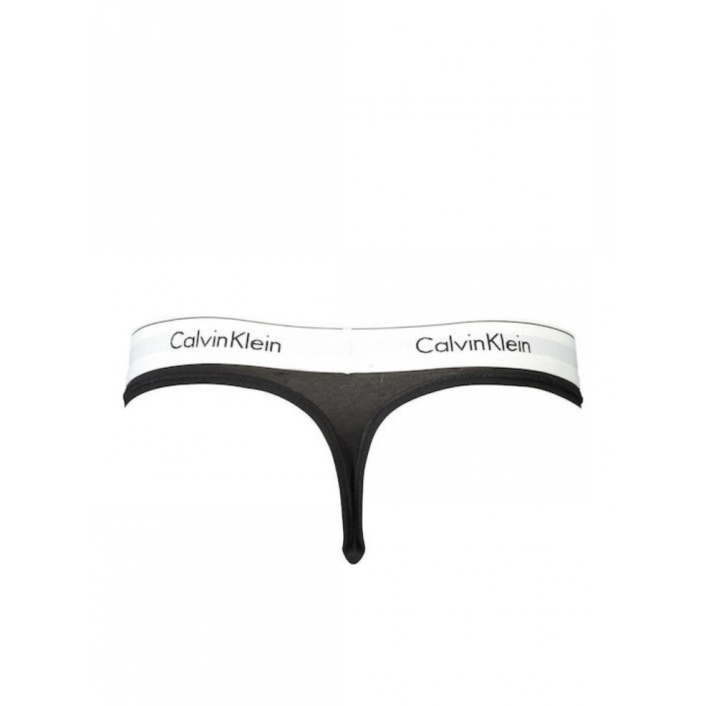 Calvin Klein Thong 000F3786E-001,  Γυναικείο Κυλοτάκι Στρινγκ με εξωτερικό λάστιχο, ΜΑΥΡΟ