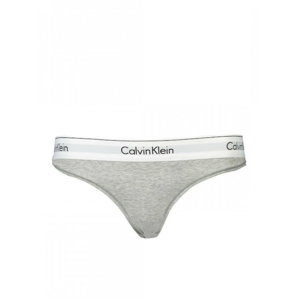 Calvin Klein Thong 0000F3786E-020,  Γυναικείο Κυλοτάκι Στρινγκ με εξωτερικό λάστιχο, ΓΚΡΙ