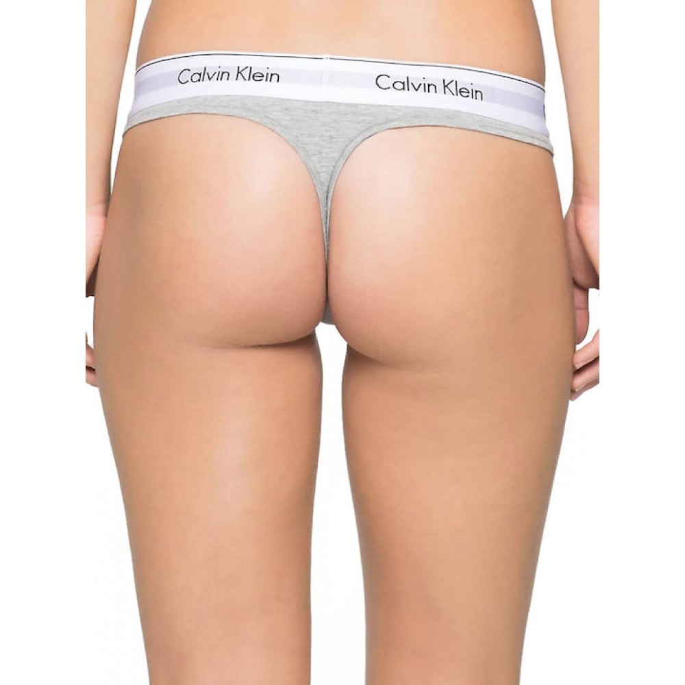 Calvin Klein Thong 0000F3786E-020,  Γυναικείο Κυλοτάκι Στρινγκ με εξωτερικό λάστιχο, ΓΚΡΙ