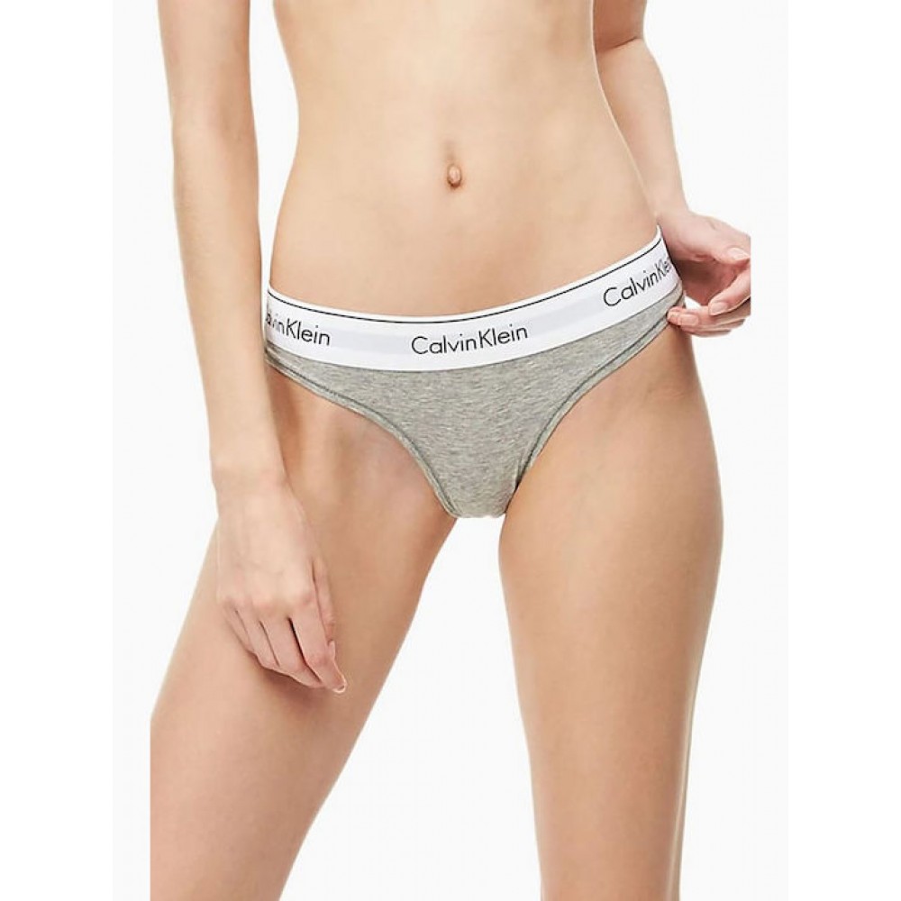 Calvin Klein Thong 0000F3786E-020,  Γυναικείο Κυλοτάκι Στρινγκ με εξωτερικό λάστιχο, ΓΚΡΙ