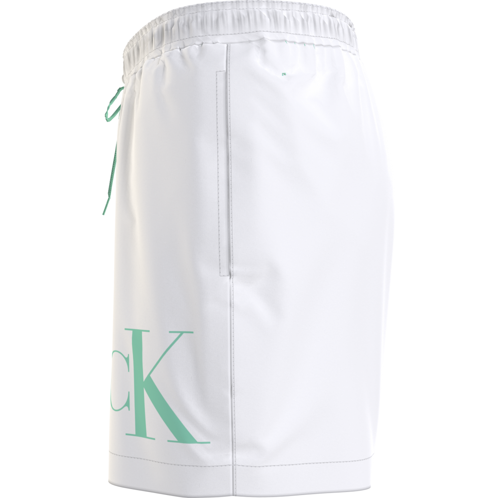 Calvin Klein Medium Drawstring Swimwear Men KM0KM01003-YCD, Ανδρικό Μαγιό Calvin Klein Μεσαίου Μήκους, ΑΣΠΡΟ