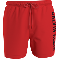 Calvin Klein Plus Size Drawstring Swimwear Men KM0KM01004-XM9, Ανδρικό Μαγιό Calvin Klein Μεσαίου Μήκους, ΚΟΚΚΙΝΟ