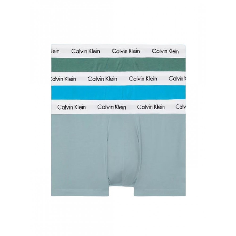 Calvin Klein Low Rise Trunk  3pk 0000U2664G-N21 Ανδρικά Μπόξερ  3 τεμαχίων, ΠΡΑΣΙΝΟ-ΜΕΝΤΑ-ΣΙΕΛ