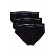 Calvin Klein 000NB3962A-TM6 Hip Brief 3PK, Ανδρικά Cotton Stretch Σλιπ 3 τεμαχίων, ΜΑΥΡΟ