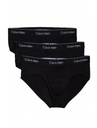 Calvin Klein 000NB3962A-TM6 Hip Brief 3PK, Ανδρικά Cotton Stretch Σλιπ 3 τεμαχίων, ΜΑΥΡΟ