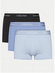 Calvin Klein LV00NB4392-W8O, Men's Trunk 3pack, Icon Cotton Stretch, Black, Glacier, Blue Bell 