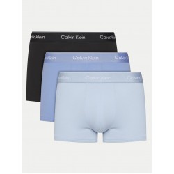 Calvin Klein LV00NB4392-W8O, Men's Trunk 3pack, Icon Cotton Stretch, Black, Glacier, Blue Bell 