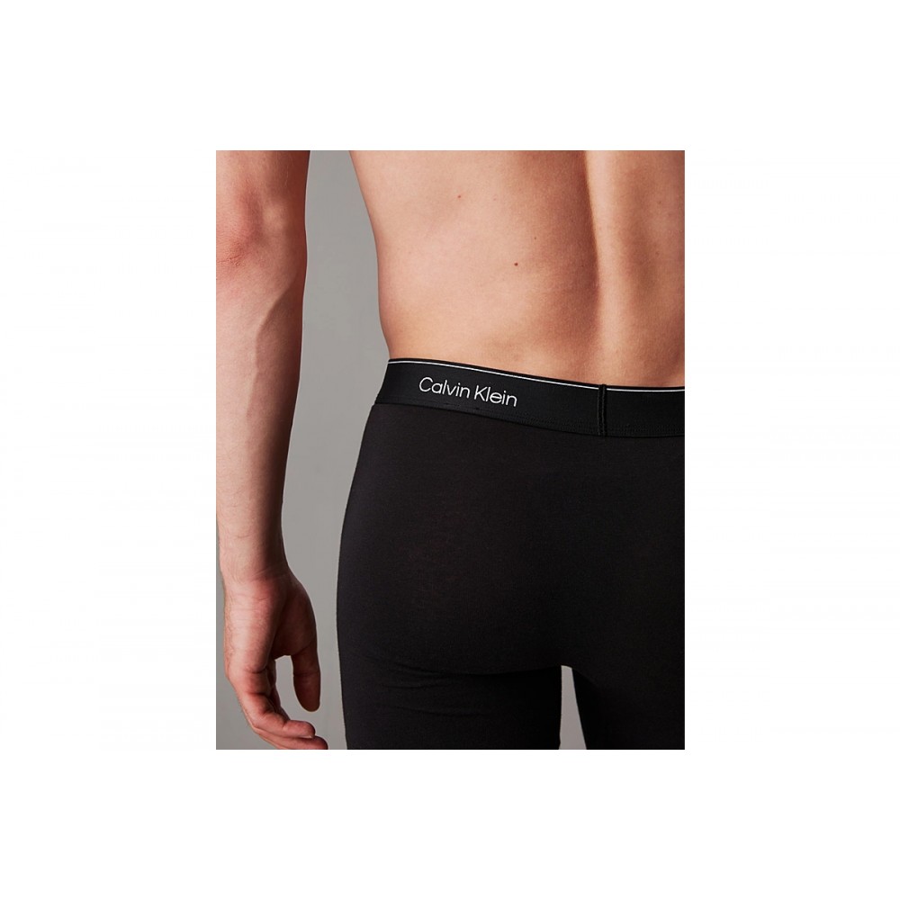 Calvin Klein LV00NB4394-VR9, Ανδρικό Boxer Brief  3 τεμ. Βαμβακερό Με Πόδι Leafy Fan - B-White/Beau Blue/Leafy Fun Lgs