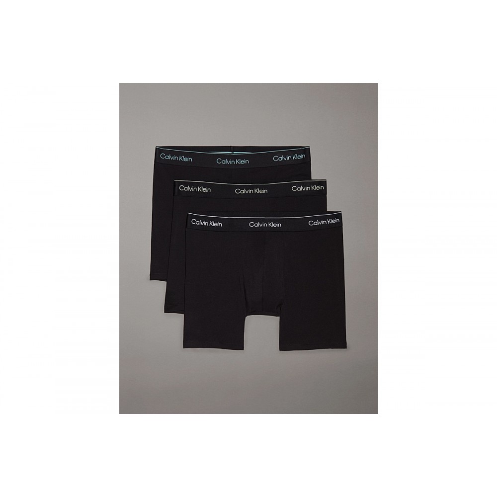 Calvin Klein LV00NB4394-VR9, Ανδρικό Boxer Brief  3 τεμ. Βαμβακερό Με Πόδι Leafy Fan - B-White/Beau Blue/Leafy Fun Lgs