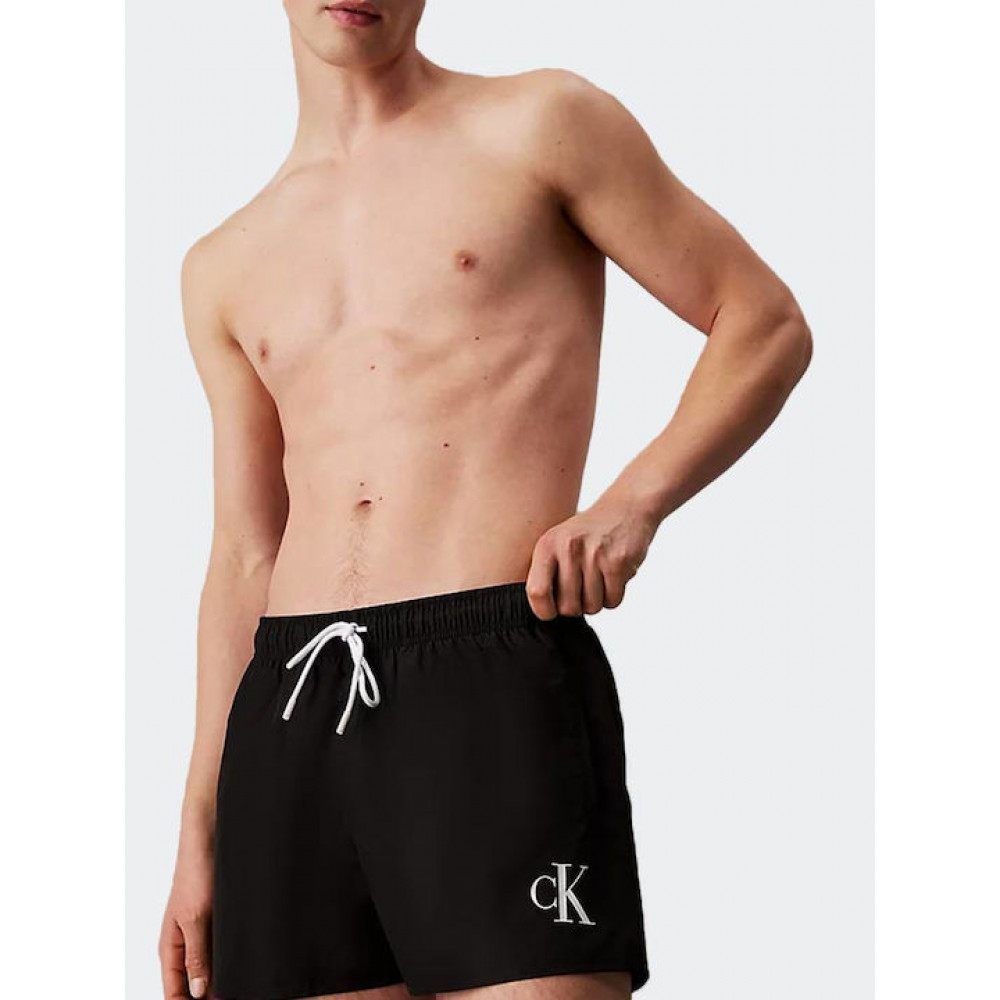 Calvin Klein KM0KM01101-BEH, Medium Drawstring Swimwear Men  Ανδρικό Μαγιό, ΜΑΥΡΟ