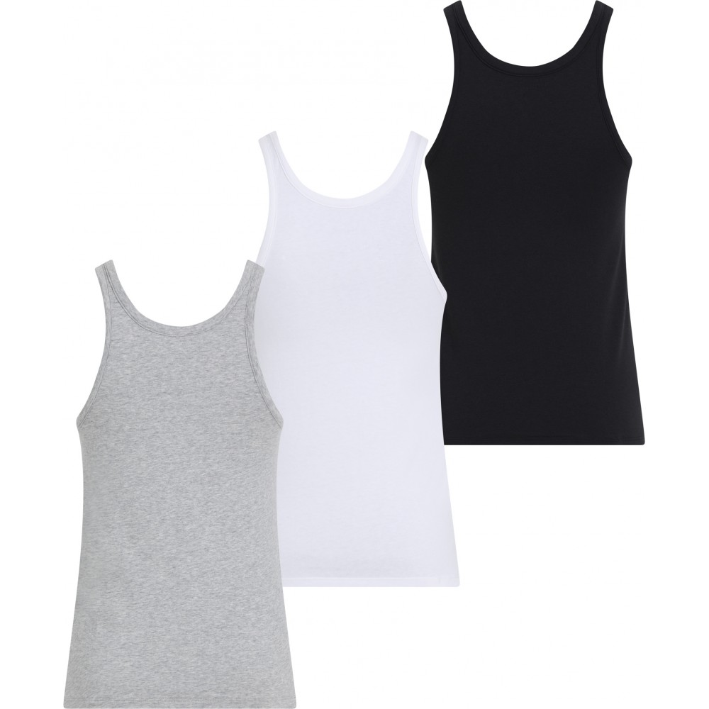 CALVIN KLEIN LV00QS7493-6H3, Γυναικεία Τοπ SCROOP NECK COTTON TANK 3pcs, ΑΣΠΡΟ-ΜΑΥΡΟ-ΓΚΡΙ