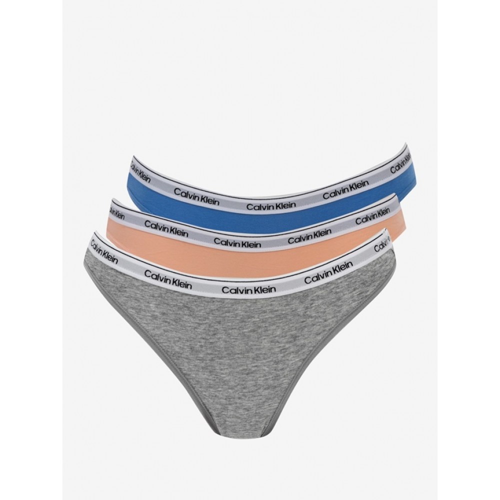 Calvin Klein  Bikini  3Pack 000QD5209E-W9G, Γυναικεία Κυλοτάκια Thong  σετ 3 τεμ. MULTI COLOUR