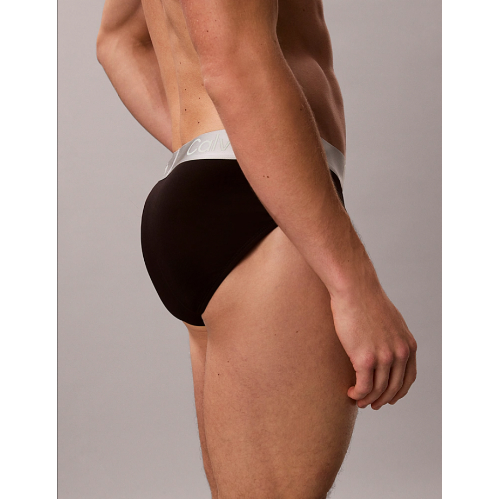 Calvin Klein LV00NB4122-3W7, Ανδρικά Hip Brief Brushed Microfiber Stretch  3pack, ΜΑΥΡ0