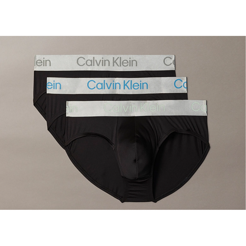 Calvin Klein LV00NB4122-3W7, Ανδρικά Hip Brief Brushed Microfiber Stretch  3pack, ΜΑΥΡ0