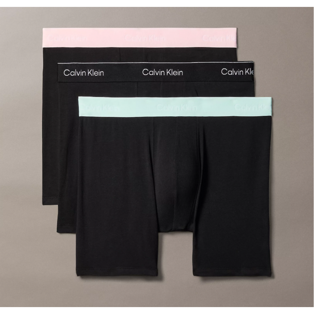 Calvin Klein LV00NB4394-3ZG, Ανδρικό Boxer Brief  3 τεμ. Βαμβακερό μακρύ, ΜΑΥΡΟ