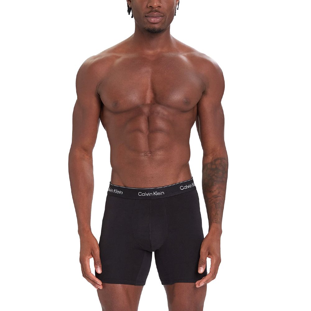 Calvin Klein LV00NB4394-TM6, Ανδρικό Boxer Brief  3 τεμ. Βαμβακερό μακρύ, ΜΑΥΡΟ